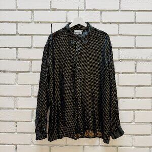 80s/90s Vintage Pronti Polka Dot Lamé Jacquard Blouse